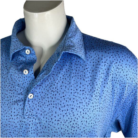 Peter Millar Summer Comfort Golf Polo Mens XL Blue Performance Shirt - Picture 3 of 10